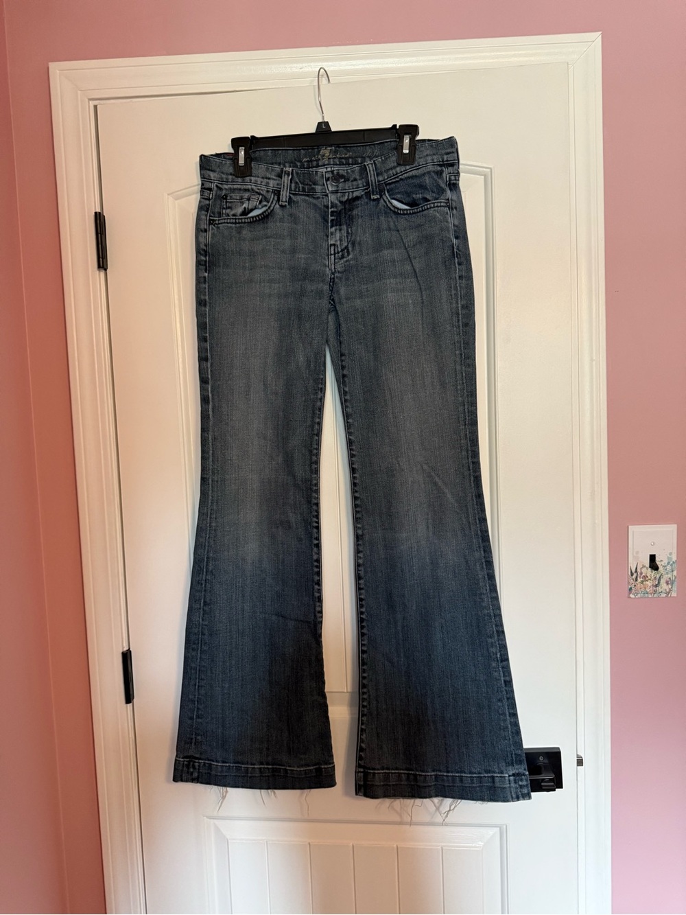 7 For All Mankind Women's Wide Leg Jeans - Dark Wash Blue